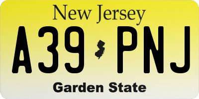 NJ license plate A39PNJ