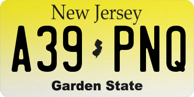 NJ license plate A39PNQ