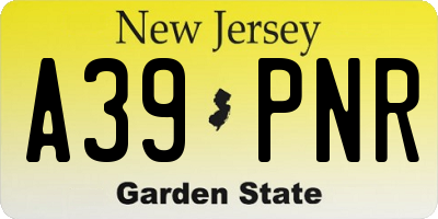 NJ license plate A39PNR
