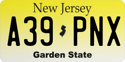 NJ license plate A39PNX