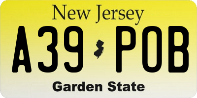NJ license plate A39POB