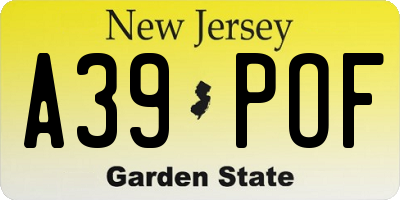 NJ license plate A39POF