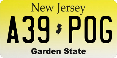 NJ license plate A39POG