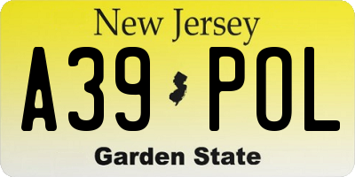 NJ license plate A39POL