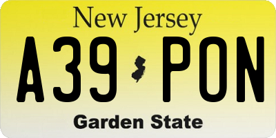 NJ license plate A39PON