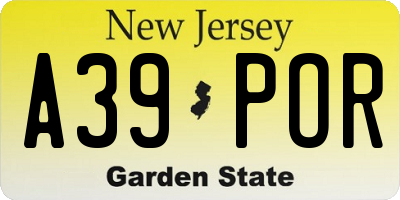 NJ license plate A39POR