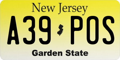 NJ license plate A39POS