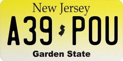 NJ license plate A39POU