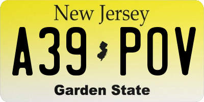 NJ license plate A39POV