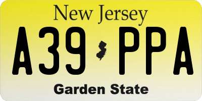 NJ license plate A39PPA