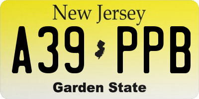 NJ license plate A39PPB