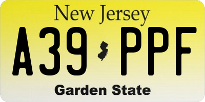 NJ license plate A39PPF