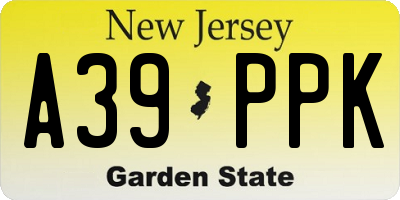 NJ license plate A39PPK