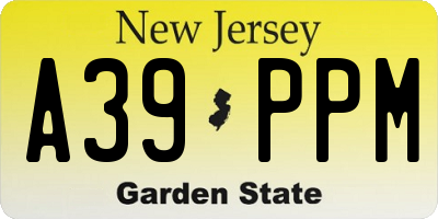 NJ license plate A39PPM