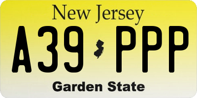 NJ license plate A39PPP