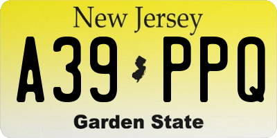 NJ license plate A39PPQ