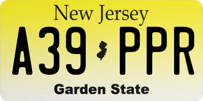 NJ license plate A39PPR