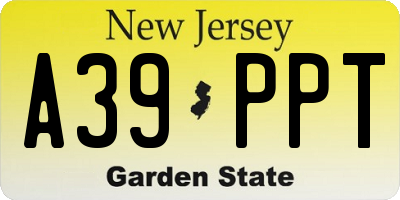 NJ license plate A39PPT