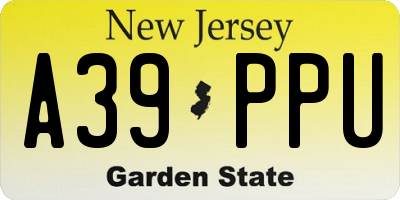 NJ license plate A39PPU
