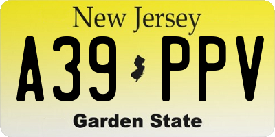 NJ license plate A39PPV