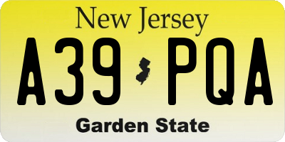 NJ license plate A39PQA