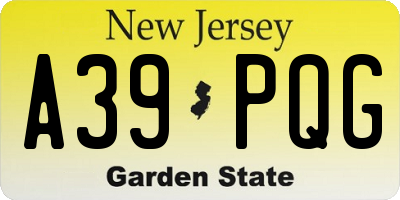 NJ license plate A39PQG