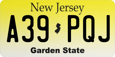 NJ license plate A39PQJ
