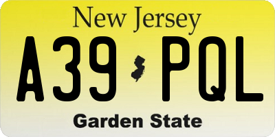 NJ license plate A39PQL