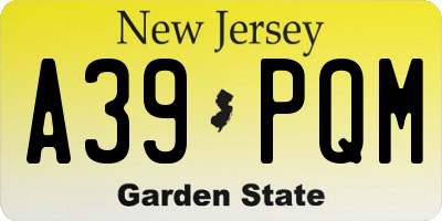 NJ license plate A39PQM