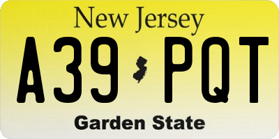 NJ license plate A39PQT