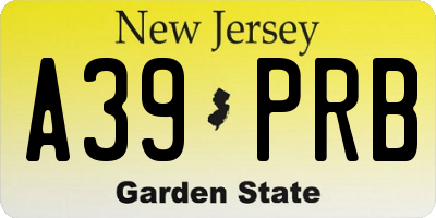 NJ license plate A39PRB