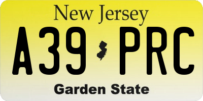 NJ license plate A39PRC
