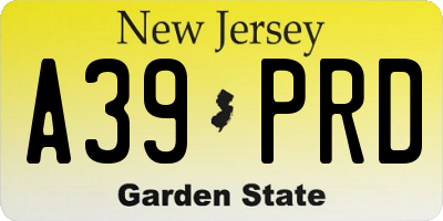 NJ license plate A39PRD