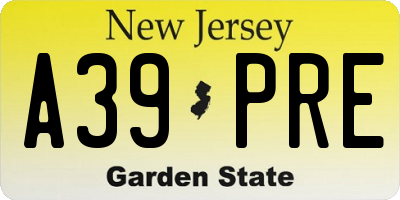NJ license plate A39PRE