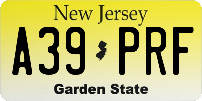 NJ license plate A39PRF
