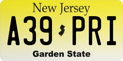 NJ license plate A39PRI