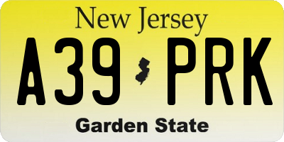 NJ license plate A39PRK