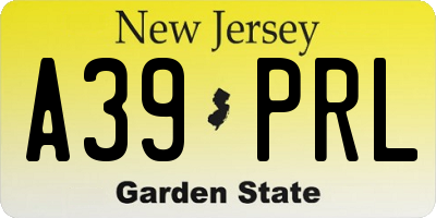 NJ license plate A39PRL