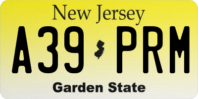 NJ license plate A39PRM