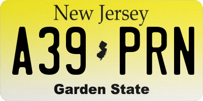 NJ license plate A39PRN