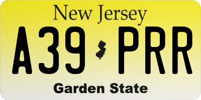NJ license plate A39PRR