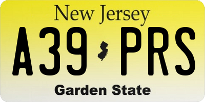 NJ license plate A39PRS