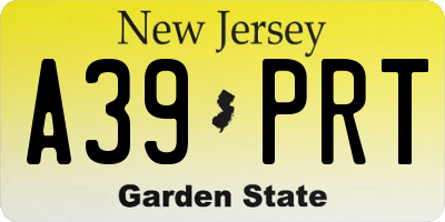 NJ license plate A39PRT