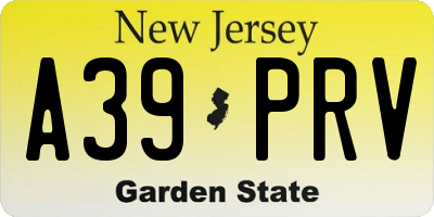 NJ license plate A39PRV