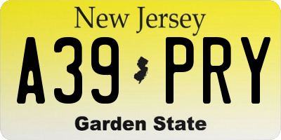 NJ license plate A39PRY