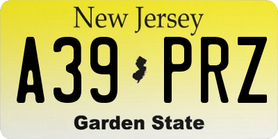 NJ license plate A39PRZ