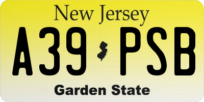 NJ license plate A39PSB