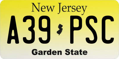 NJ license plate A39PSC