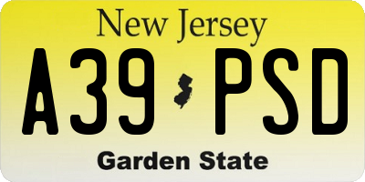 NJ license plate A39PSD