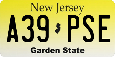 NJ license plate A39PSE